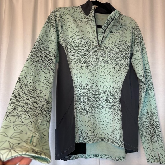 Sugoi Women’s Large Cycling Fleece Top Long Sleeve Aqua Midzero 1/4 Zip EUC - Picture 3 of 11